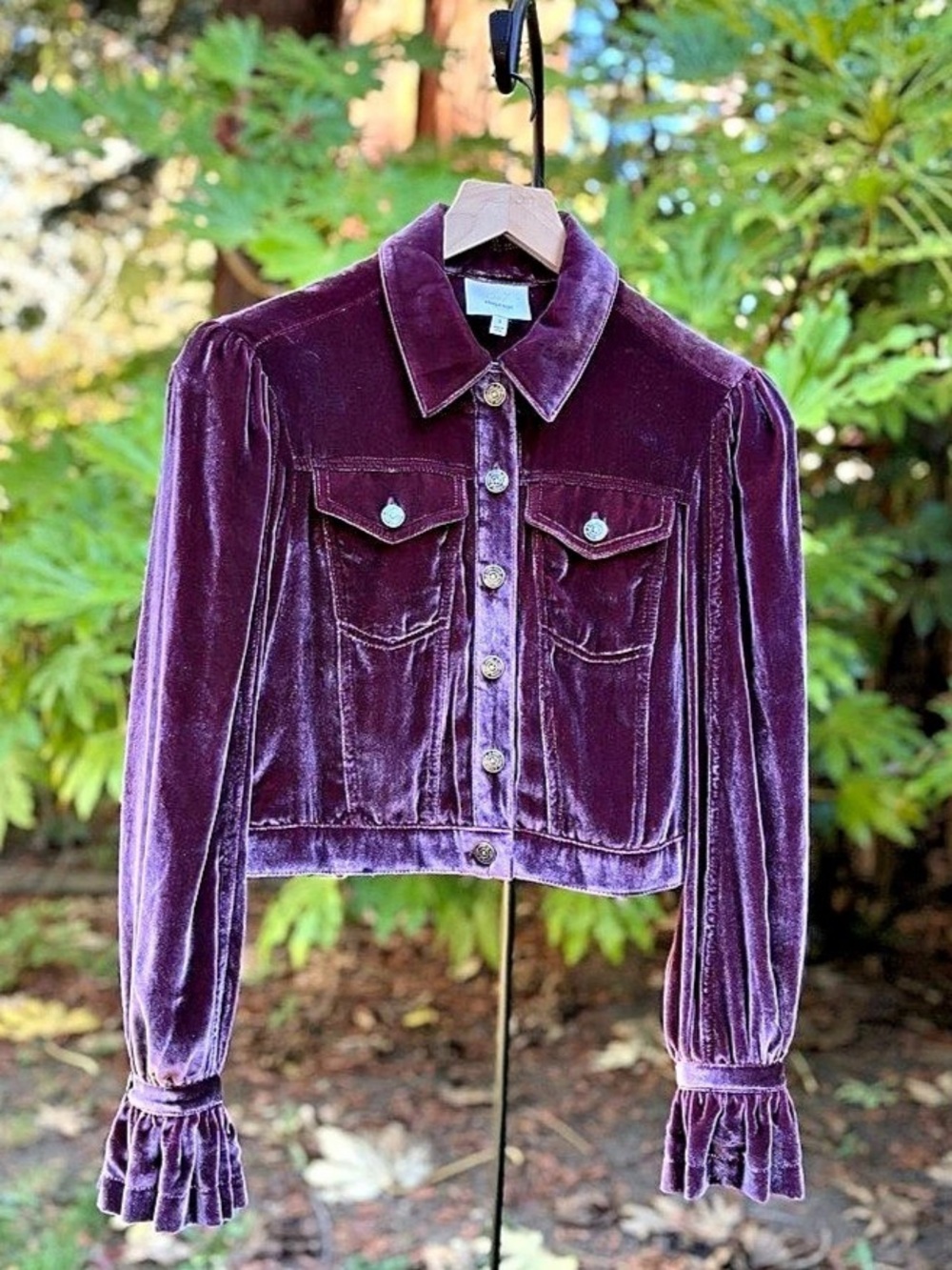 Cinq à Sept Dillon Cropped Velvet Jacket in Calla Lily | Purple Fall Jacket
